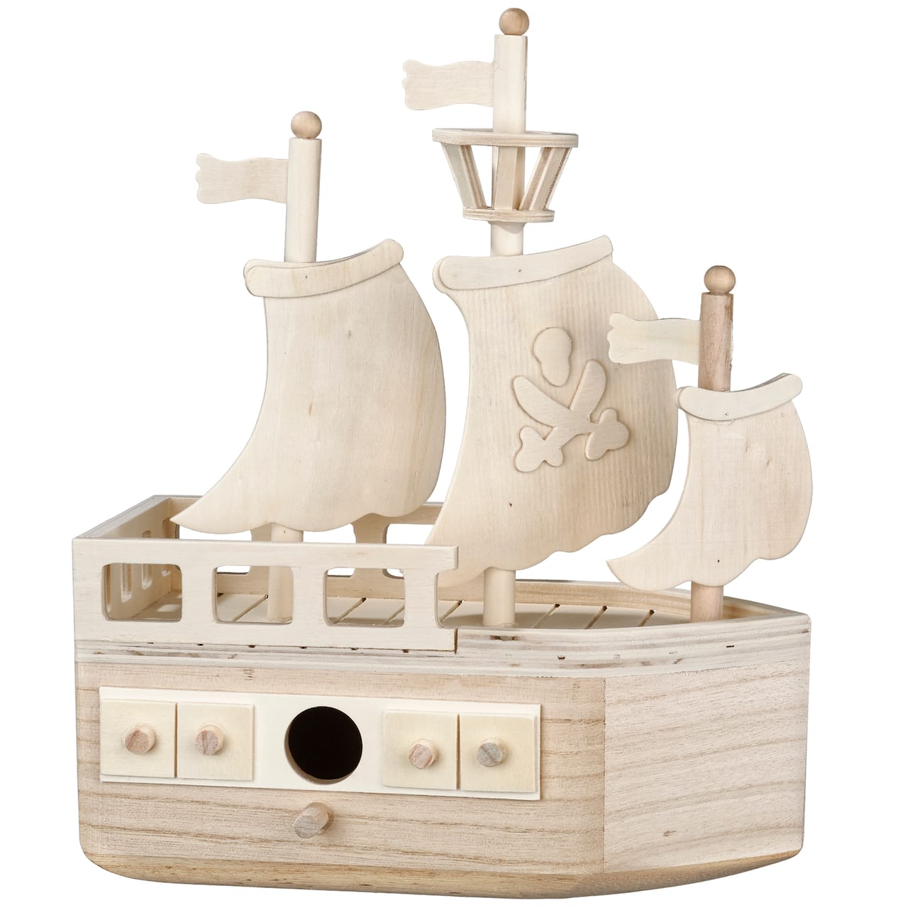 11&#x22; Pirate Ship Wooden Birdhouse by Make Market&#xAE;